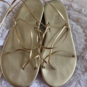 Gold Ancient Greek lace up sandals size 36